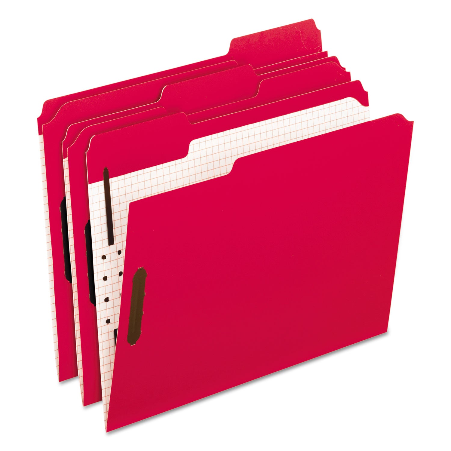 Colored Classification Folders with Embossed Fasteners, 2 Fasteners, Letter Size, Red Exterior, 50/Box - 