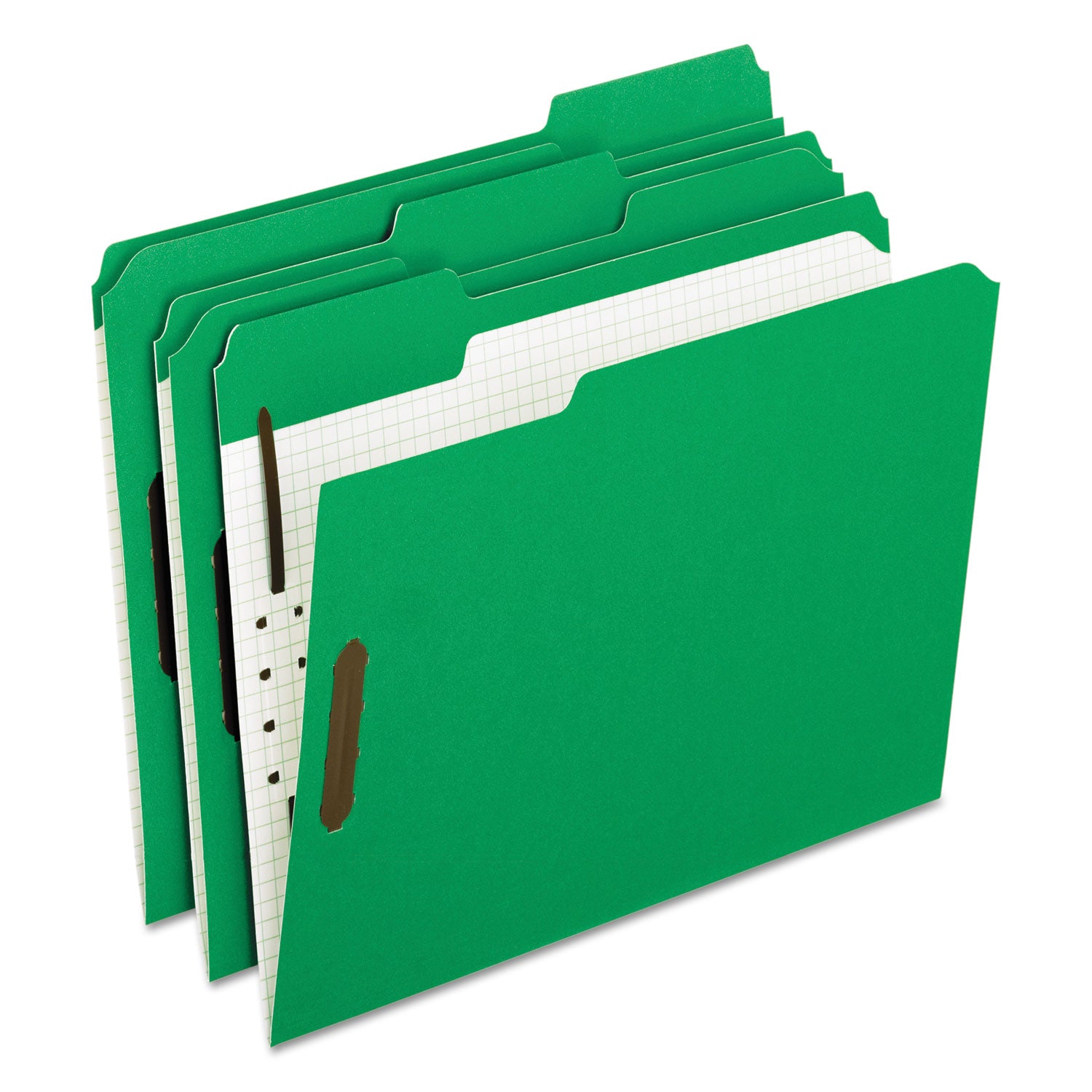Colored Classification Folders with Embossed Fasteners, 2 Fasteners, Letter Size, Green Exterior, 50/Box - 