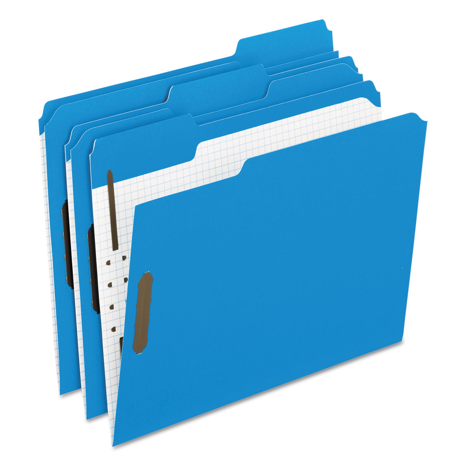 Colored Classification Folders with Embossed Fasteners, 2 Fasteners, Letter Size, Blue Exterior, 50/Box - 