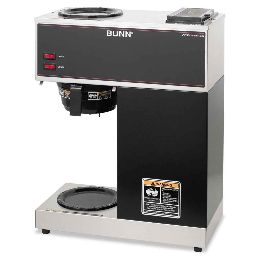 VPR Two Burner Pourover Coffee Brewer, 12-Cup, Stainless Steel, Black - 