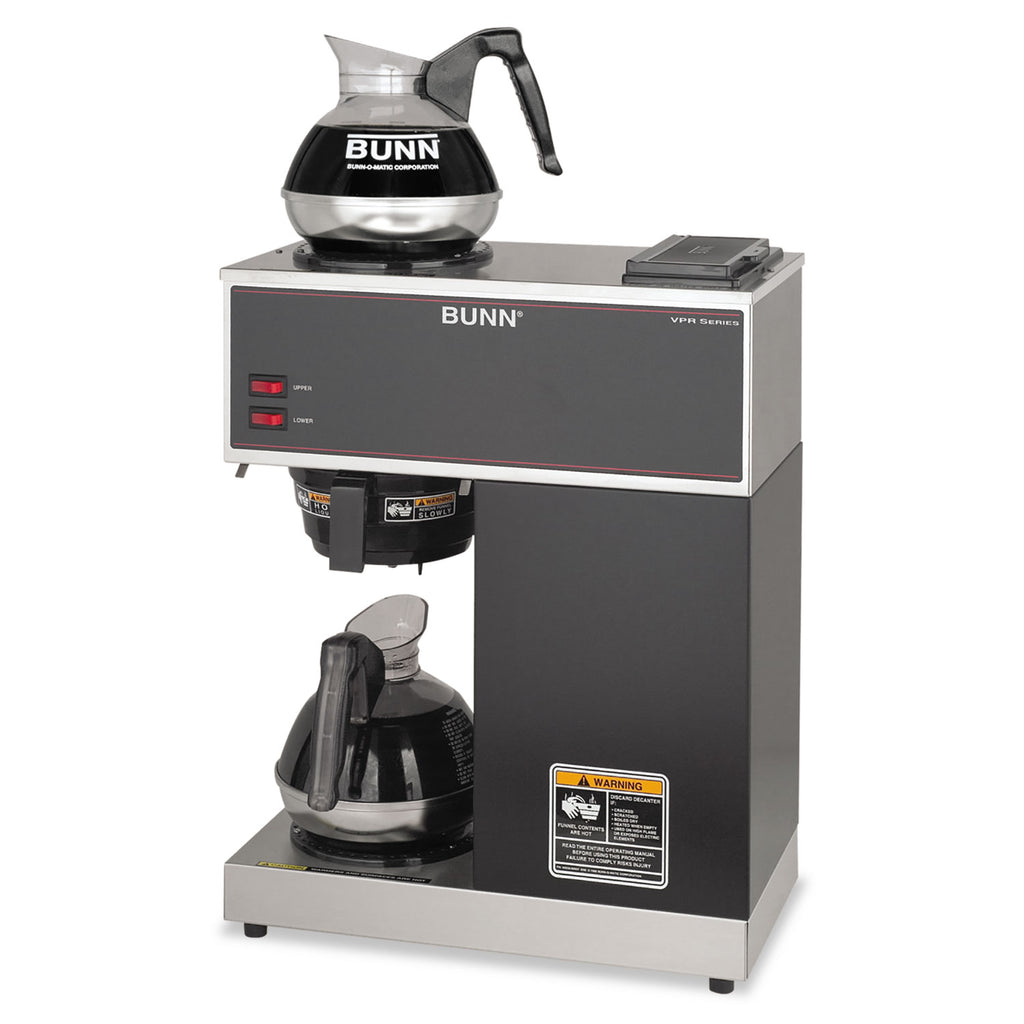VPR Two Burner Pourover Coffee Brewer, 12-Cup, Stainless Steel, Black - 