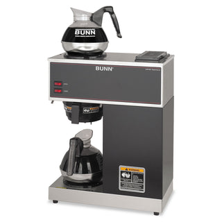 VPR Two Burner Pourover Coffee Brewer, 12-Cup, Stainless Steel, Black - 