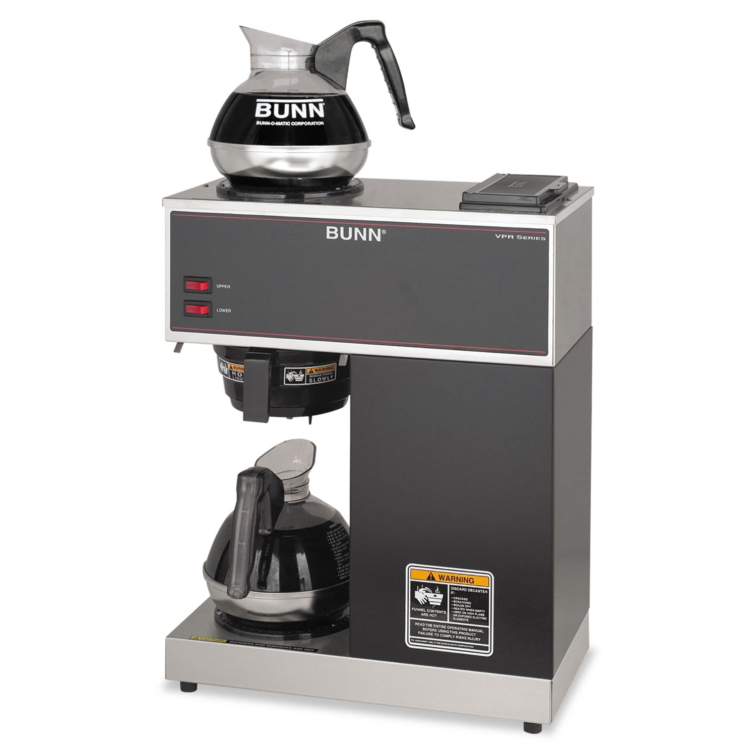 VPR Two Burner Pourover Coffee Brewer, 12-Cup, Stainless Steel, Black - 