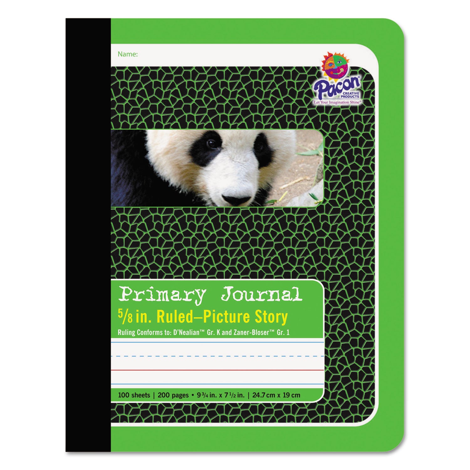Primary Journal, D'Nealian K, Zaner-Bloser 1, Manuscript Format, Green Cover, (100) 9.75 x 7.5 Sheets - 