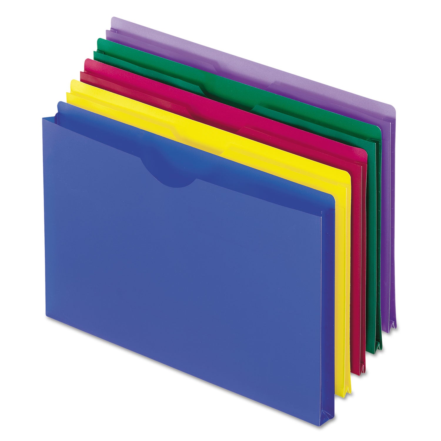 Poly File Jackets, Straight Tab, Legal Size, Assorted Colors, 5/Pack - 