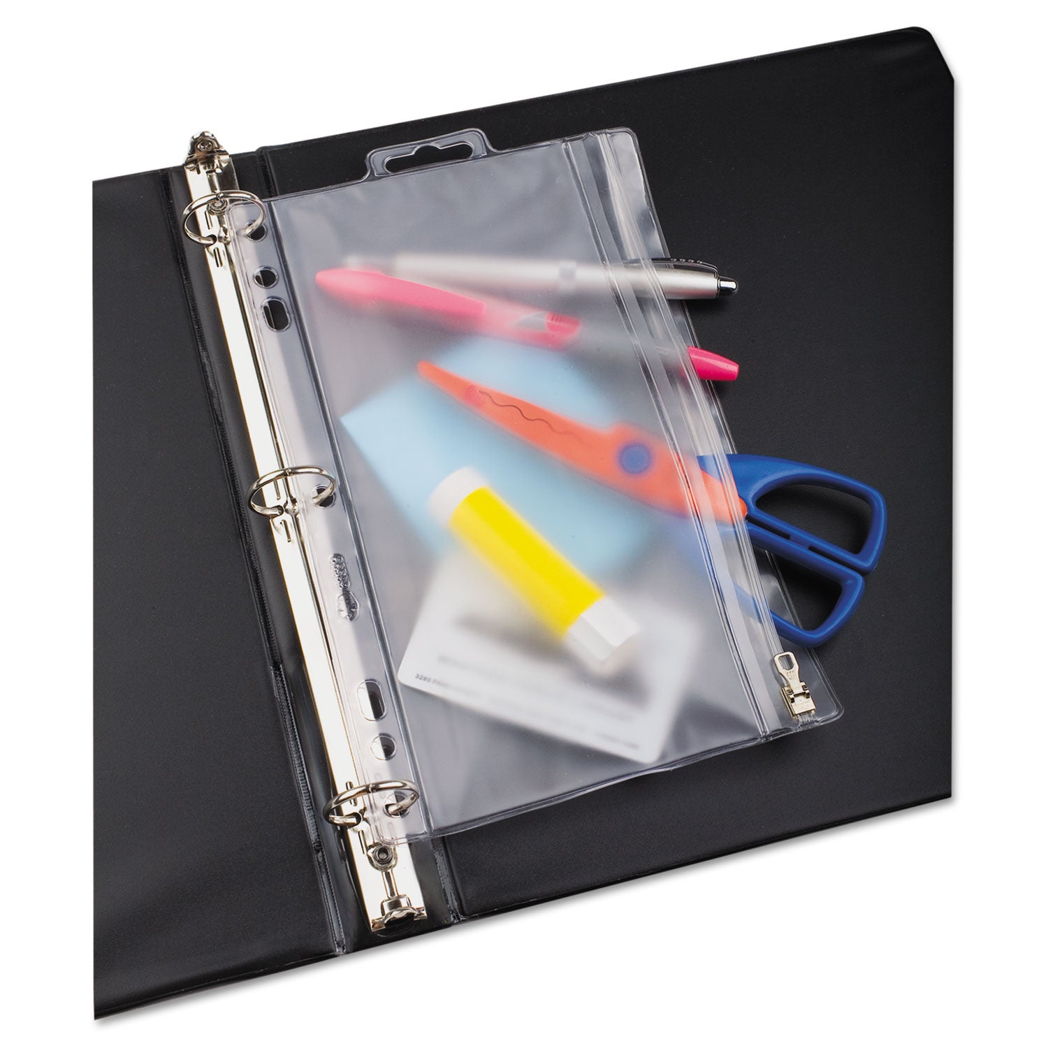 Zippered Ring Binder Pocket, 6 x 9.5, Clear - 