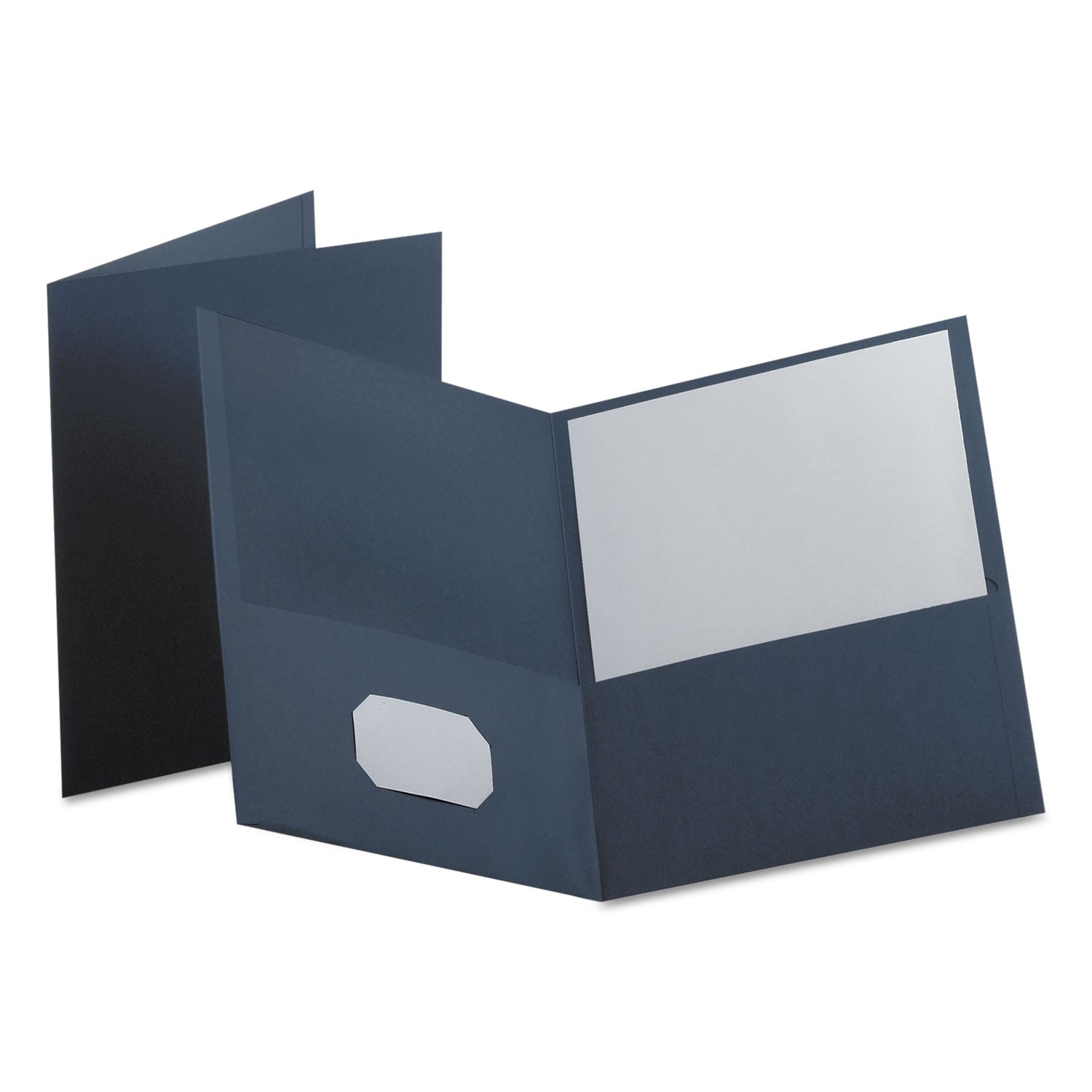 Twin-Pocket Folder, Embossed Leather Grain Paper, 0.5" Capacity, 11 x 8.5, Dark Blue, 25/Box - 
