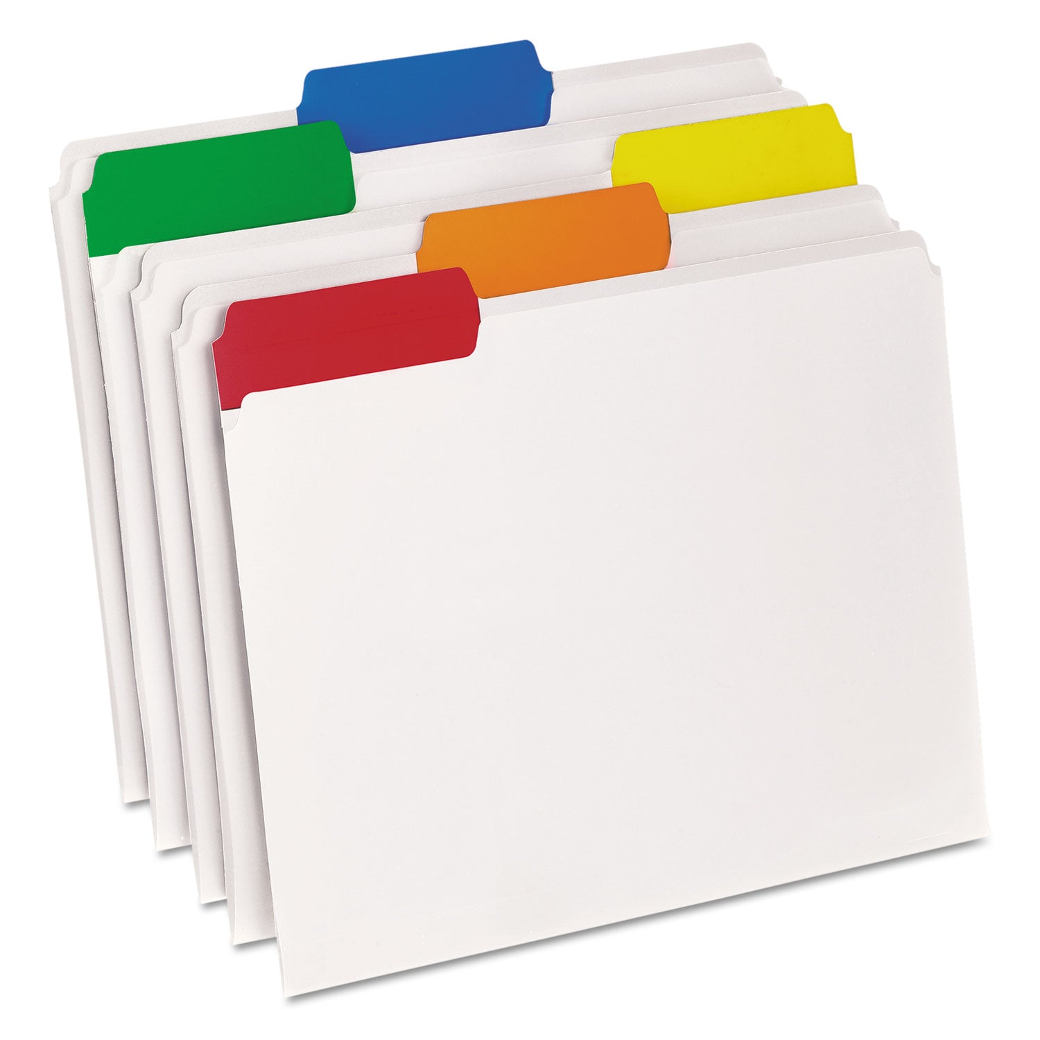Poly File Folders, 1/3-Cut Tabs: Assorted, Letter Size, Clear, 25/Box - 
