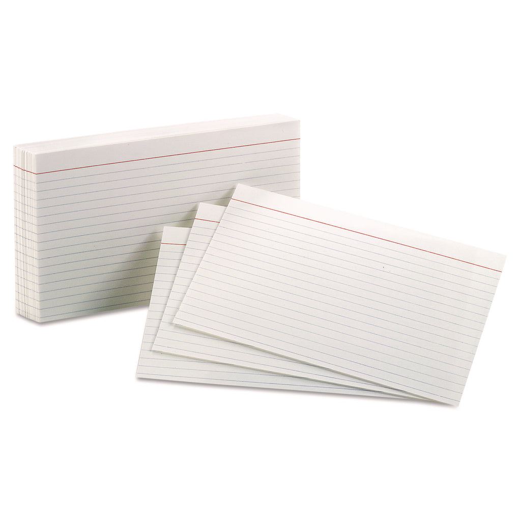 Ruled Index Cards, 5 x 8, White, 100/Pack
