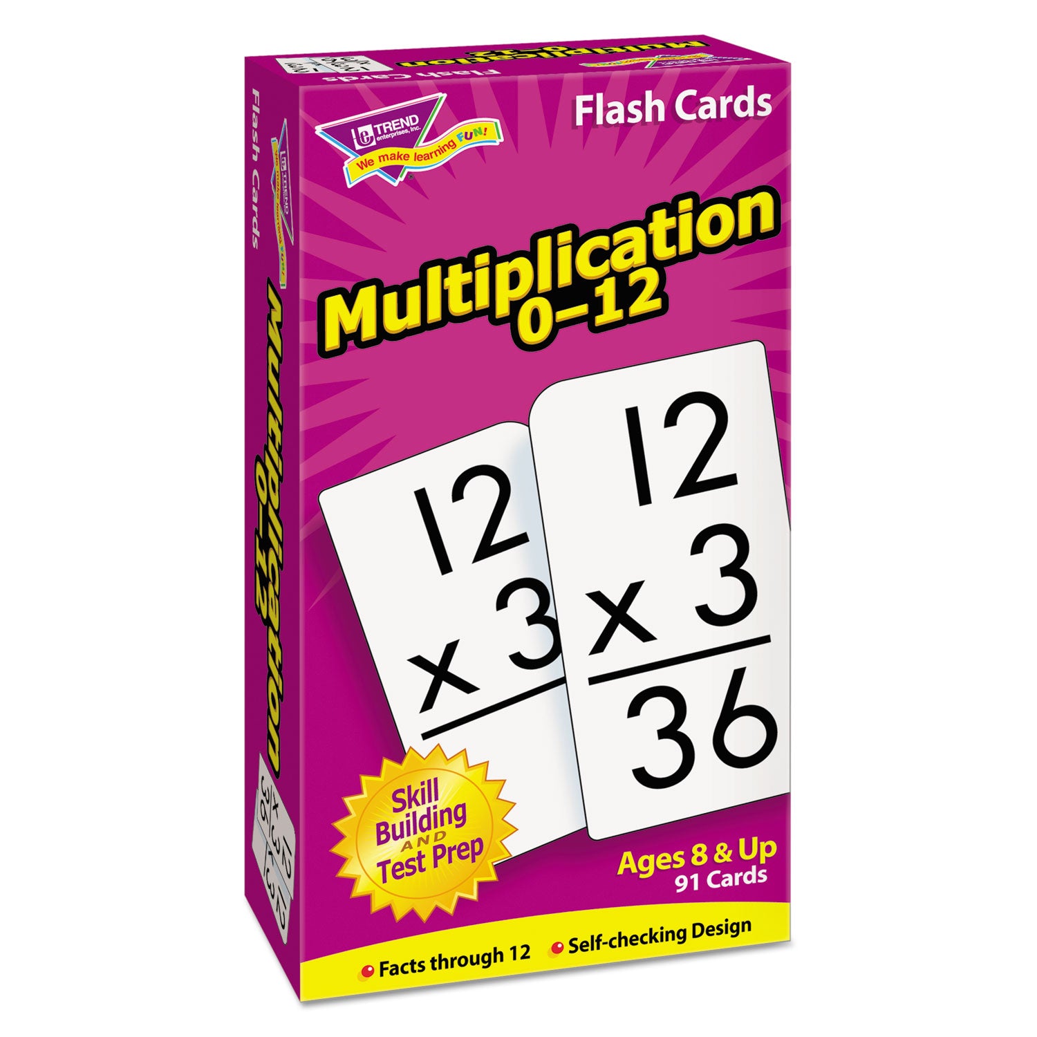 Skill Drill Flash Cards, Multiplication, 3 x 6, Black and White, 91/Pack - 