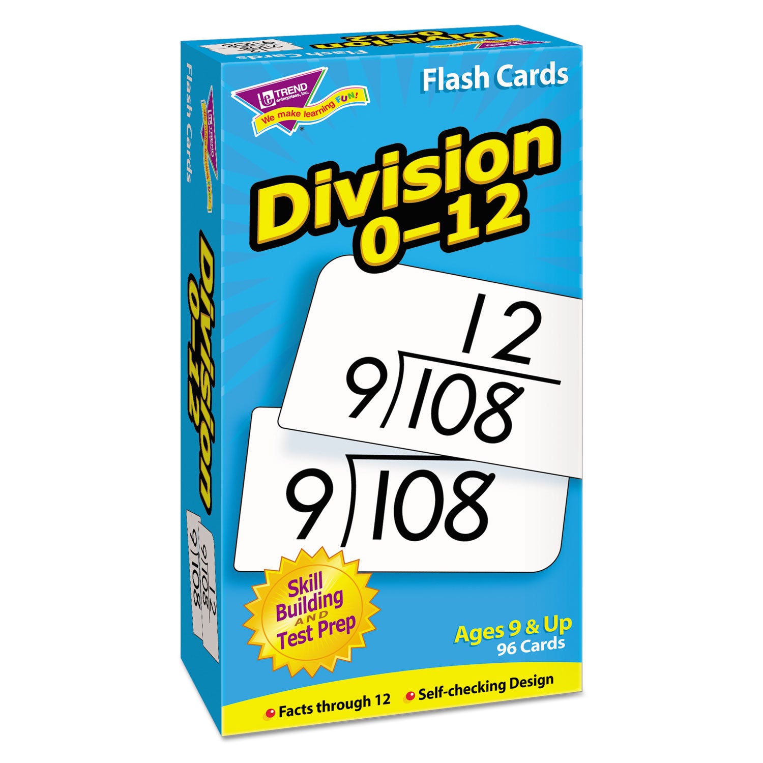 Skill Drill Flash Cards, Division, 3 x 6, Black and White, 91/Pack - 