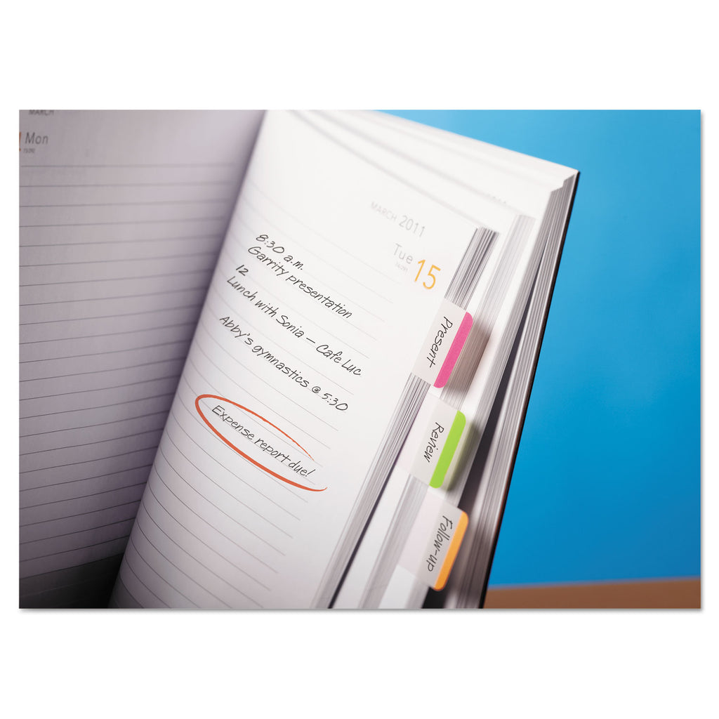 1" Lined Tabs, 1/5-Cut, Assorted Bright Colors, 1" Wide, 66/Pack