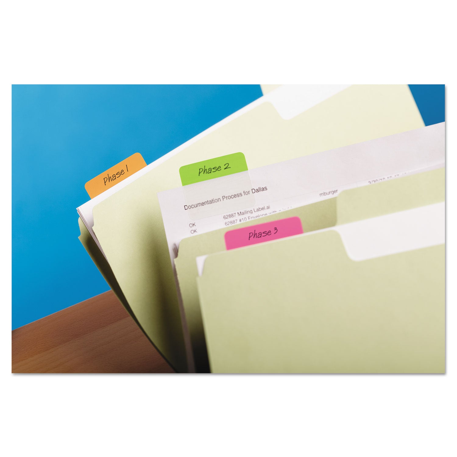 Solid Color Tabs, 1/5-Cut, Assorted Bright Colors, 2" Wide, 24/Pack