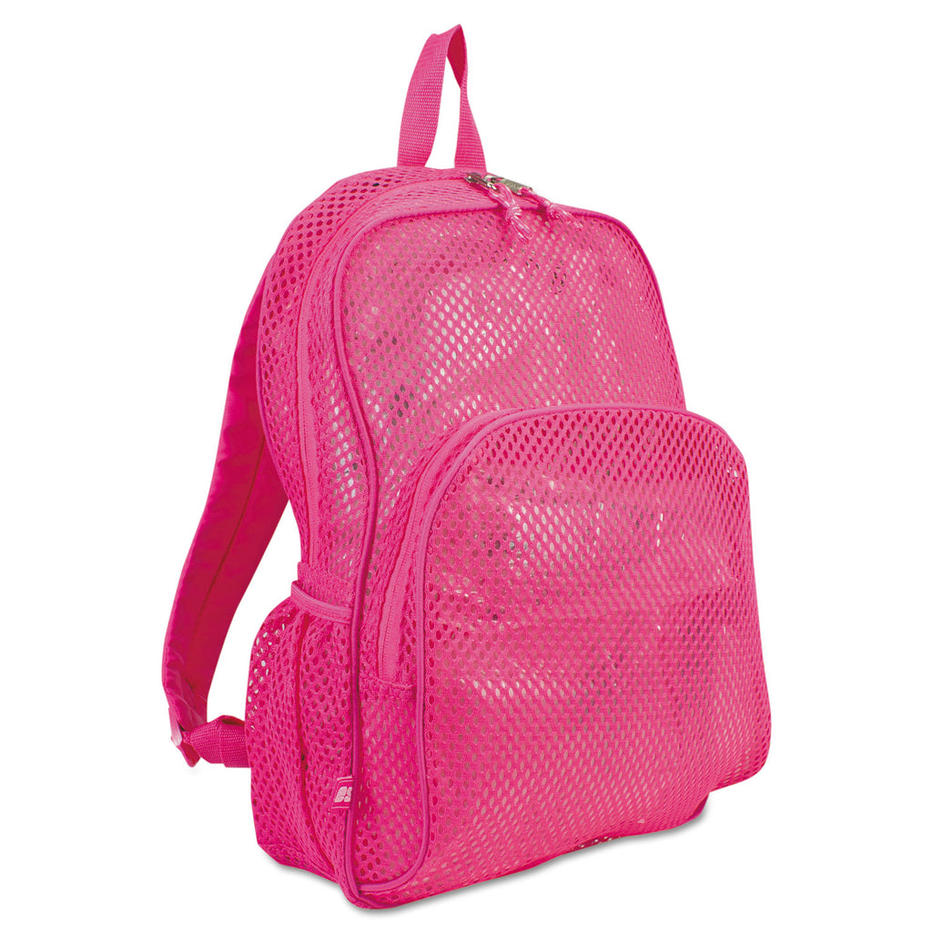 Mesh Backpack, Fits Devices Up to 17", Polyester, 12 x 5 x 18, Clear/English Rose - 