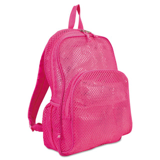 Mesh Backpack, Fits Devices Up to 17", Polyester, 12 x 5 x 18, Clear/English Rose - 