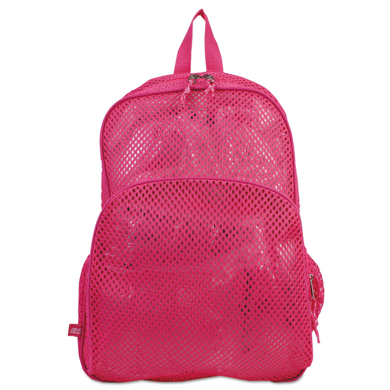 Mesh Backpack, Fits Devices Up to 17", Polyester, 12 x 5 x 18, Clear/English Rose - 