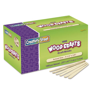 Natural Wood Craft Sticks, 4.5" x 0.38", Natural, 1,000/Box