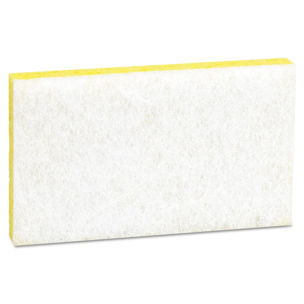 Light-Duty Scrubbing Sponge, #63, 3.6 x 6.1, 0.7" Thick, Yellow/White, 20/Carton