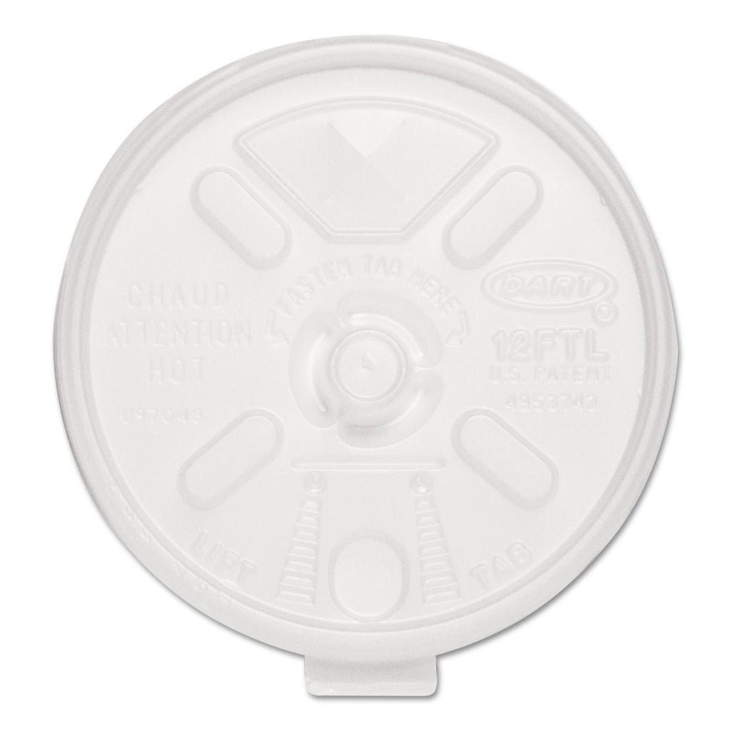 Lift n' Lock Plastic Hot Cup Lids, With Straw Slot, Fits 10 oz to 14 oz Cups, Translucent, 100/Sleeve, 10 Sleeves/Carton