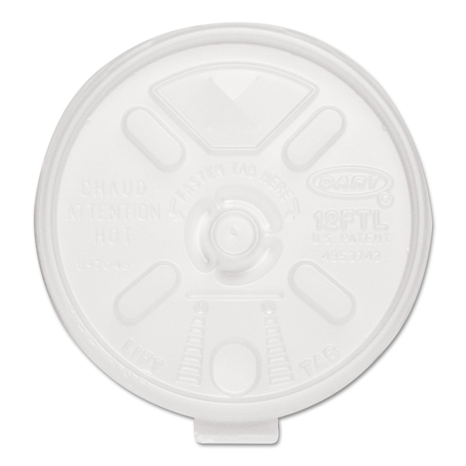 Lift n' Lock Plastic Hot Cup Lids, With Straw Slot, Fits 10 oz to 14 oz Cups, Translucent, 100/Sleeve, 10 Sleeves/Carton - 