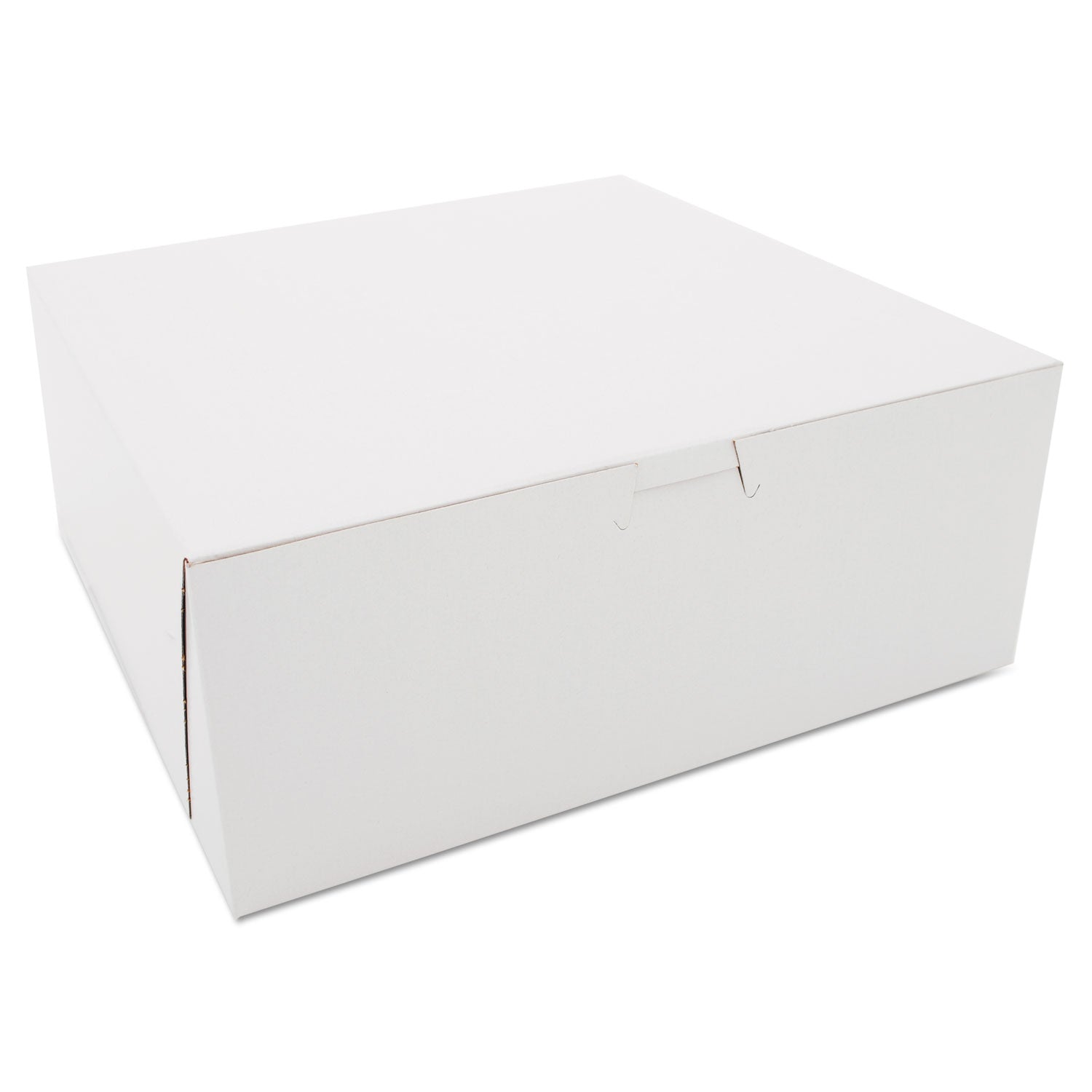 White One-Piece Non-Window Bakery Boxes, 10 x 10 x 4, White, Paper, 100/Carton - 