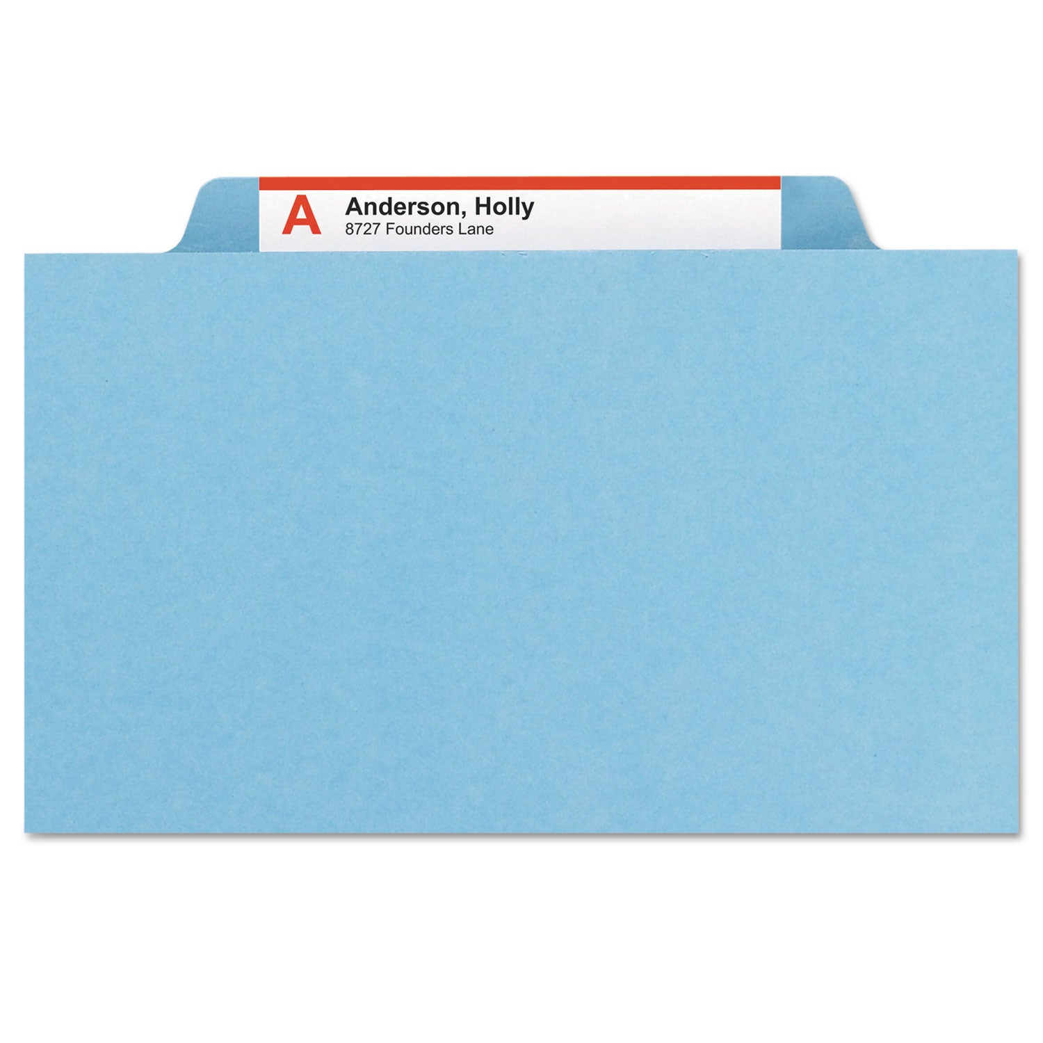 Four-Section Pressboard Top Tab Classification Folders, Four SafeSHIELD Fasteners, 1 Divider, Letter Size, Blue, 10/Box - 