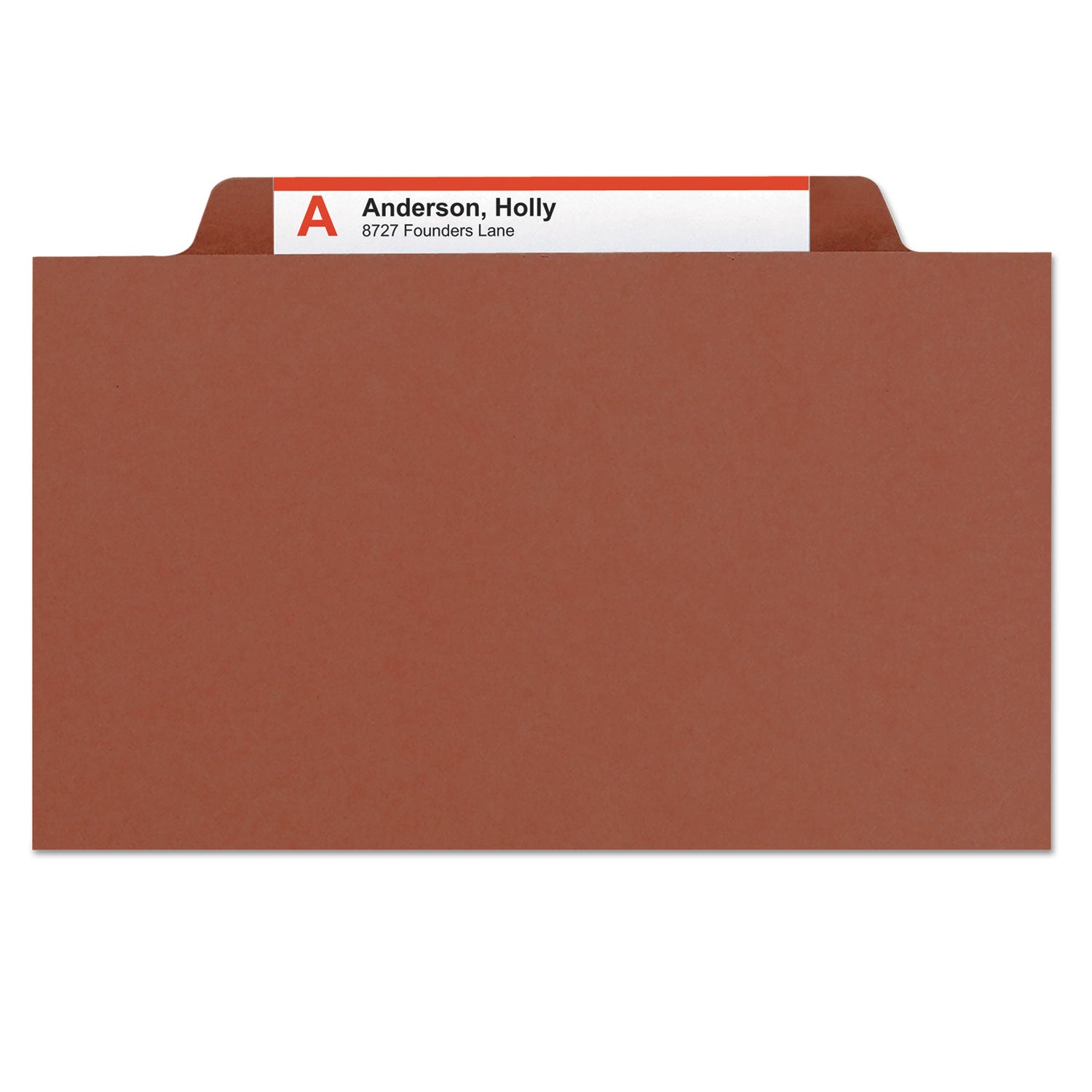 Recycled Pressboard Classification Folders, 2" Expansion, 1 Divider, 4 Fasteners, Letter Size, Red Exterior, 10/Box - 8