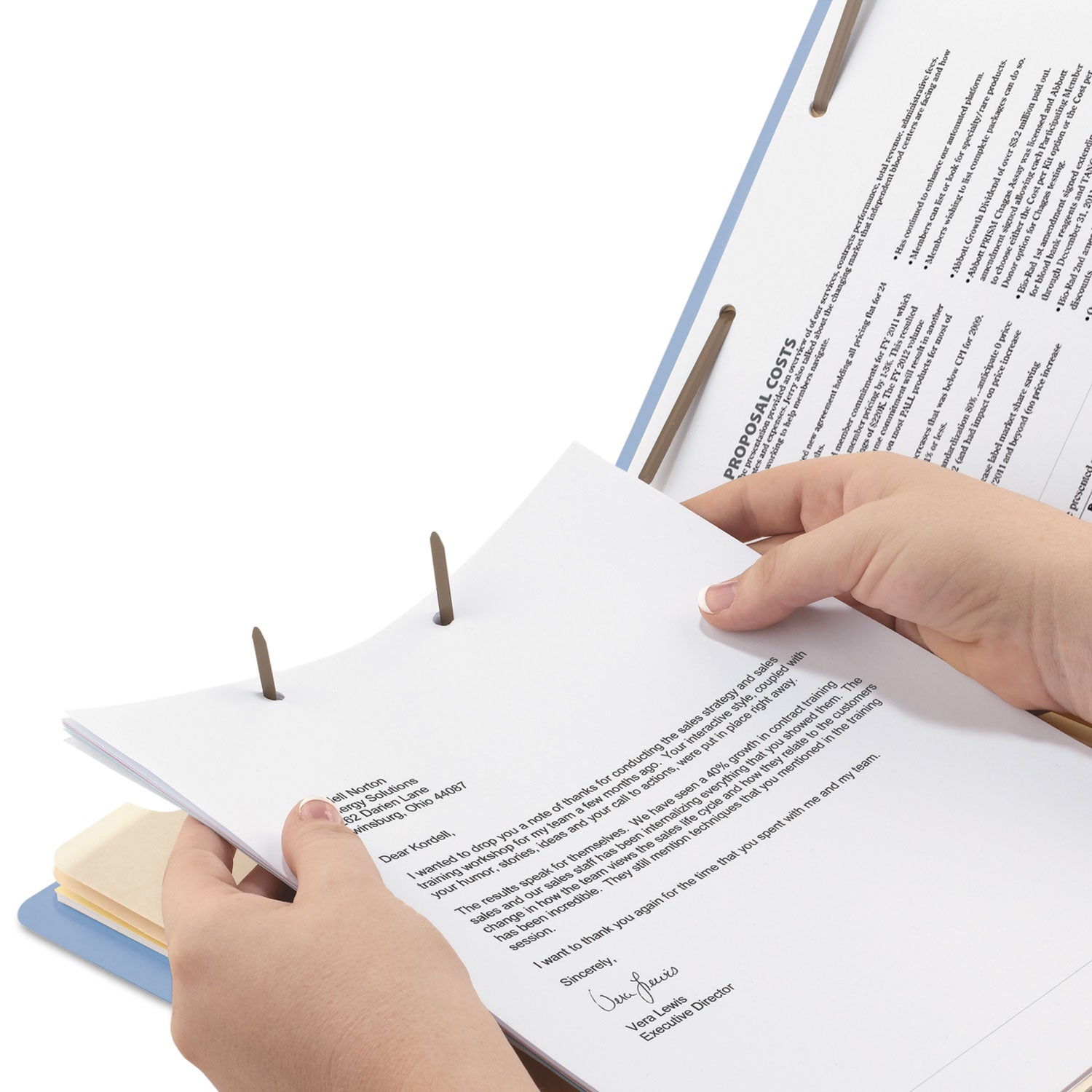 Top Tab Classification Folders, Six SafeSHIELD Fasteners, 2" Expansion, 2 Dividers, Letter Size, Blue Exterior, 10/Box