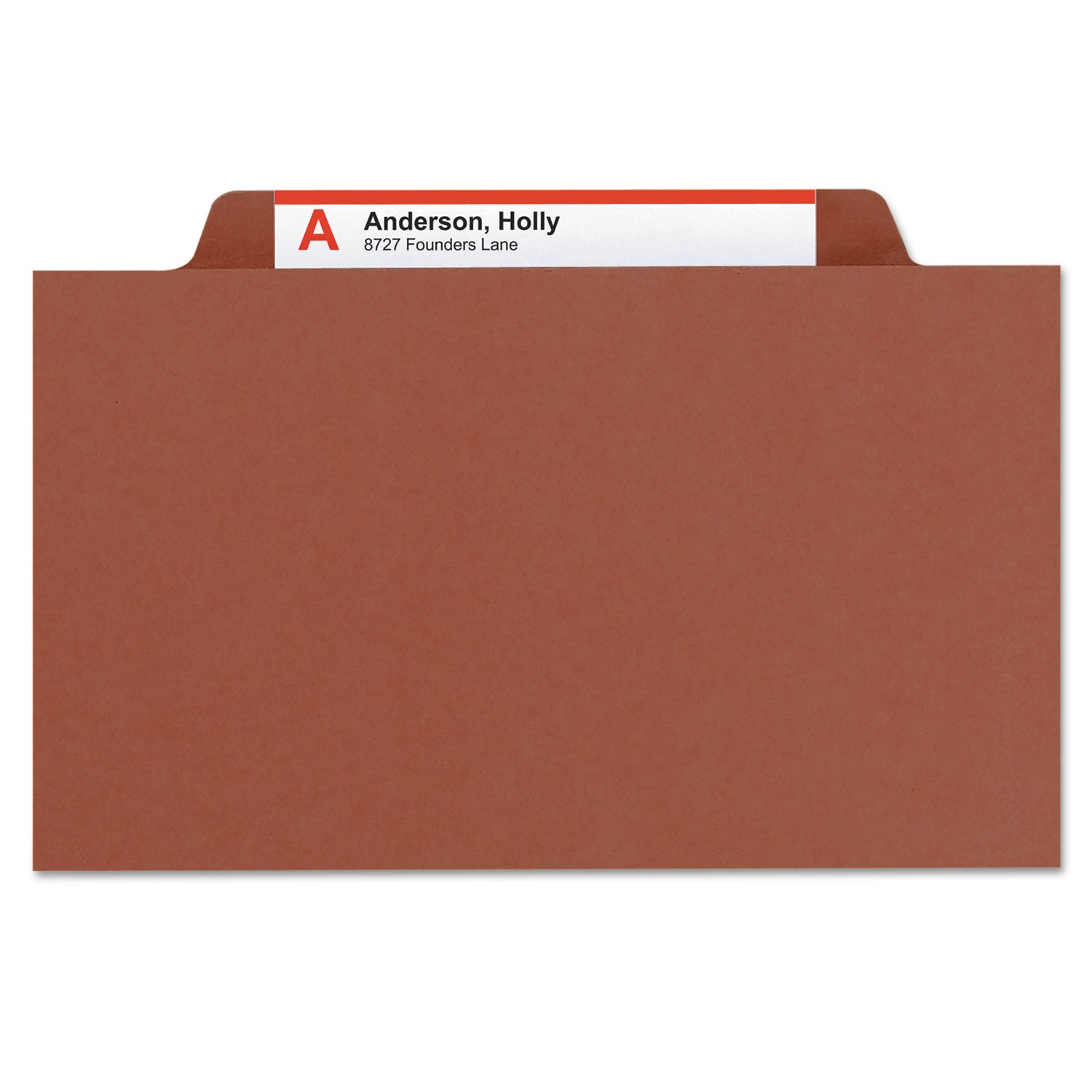 Recycled Pressboard Classification Folders, 3" Expansion, 3 Dividers, 8 Fasteners, Letter Size, Red Exterior, 10/Box - 