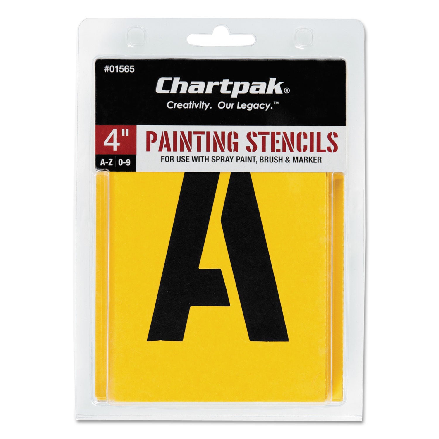 Professional Lettering Stencils, Painting Stencil Set, A-Z Set/0-9, 4", Manila, 35/Set - 