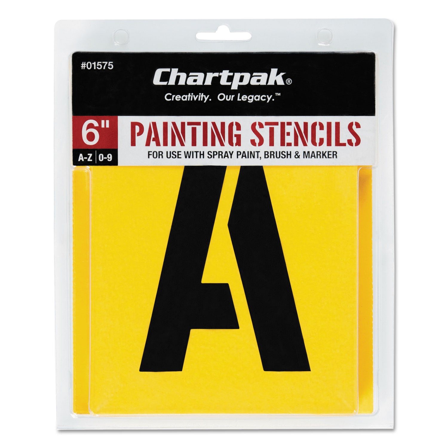 Professional Lettering Stencils, Painting Stencil Set, A-Z Set/0-9, 6", Manila, 35/Set - 