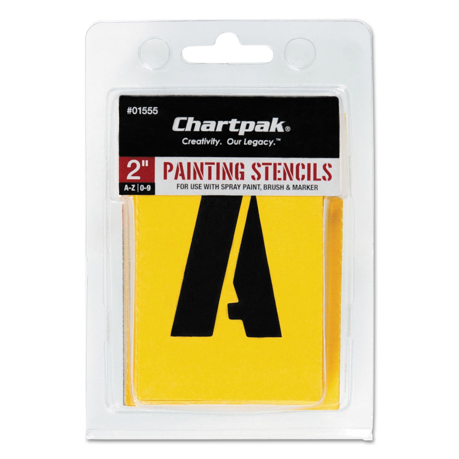 Professional Lettering Stencils, Painting Stencil Set, A-Z Set/0-9, 2", Manila, 35/Set - 