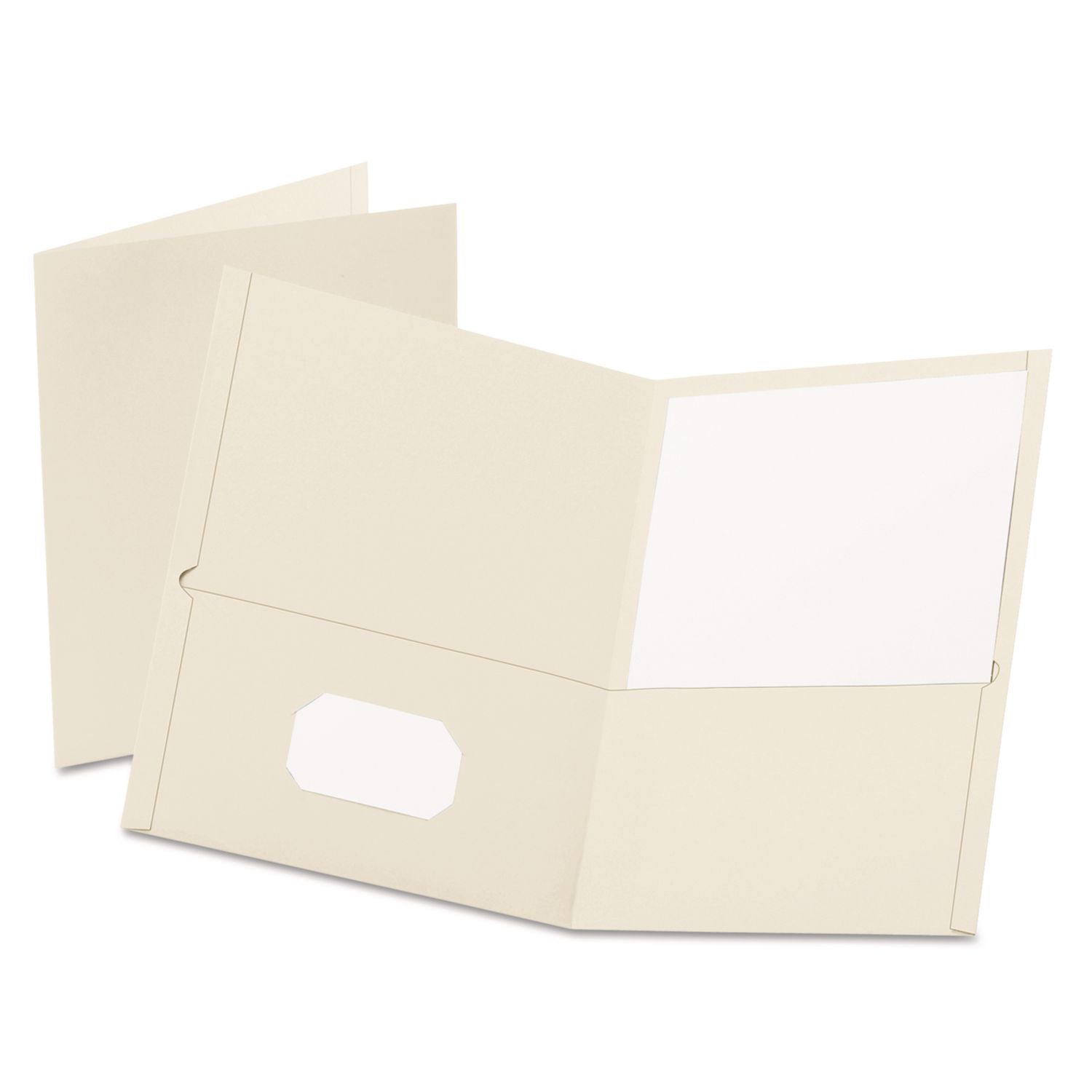 Twin-Pocket Folder, Embossed Leather Grain Paper, 0.5" Capacity, 11 x 8.5, White, 25/Box