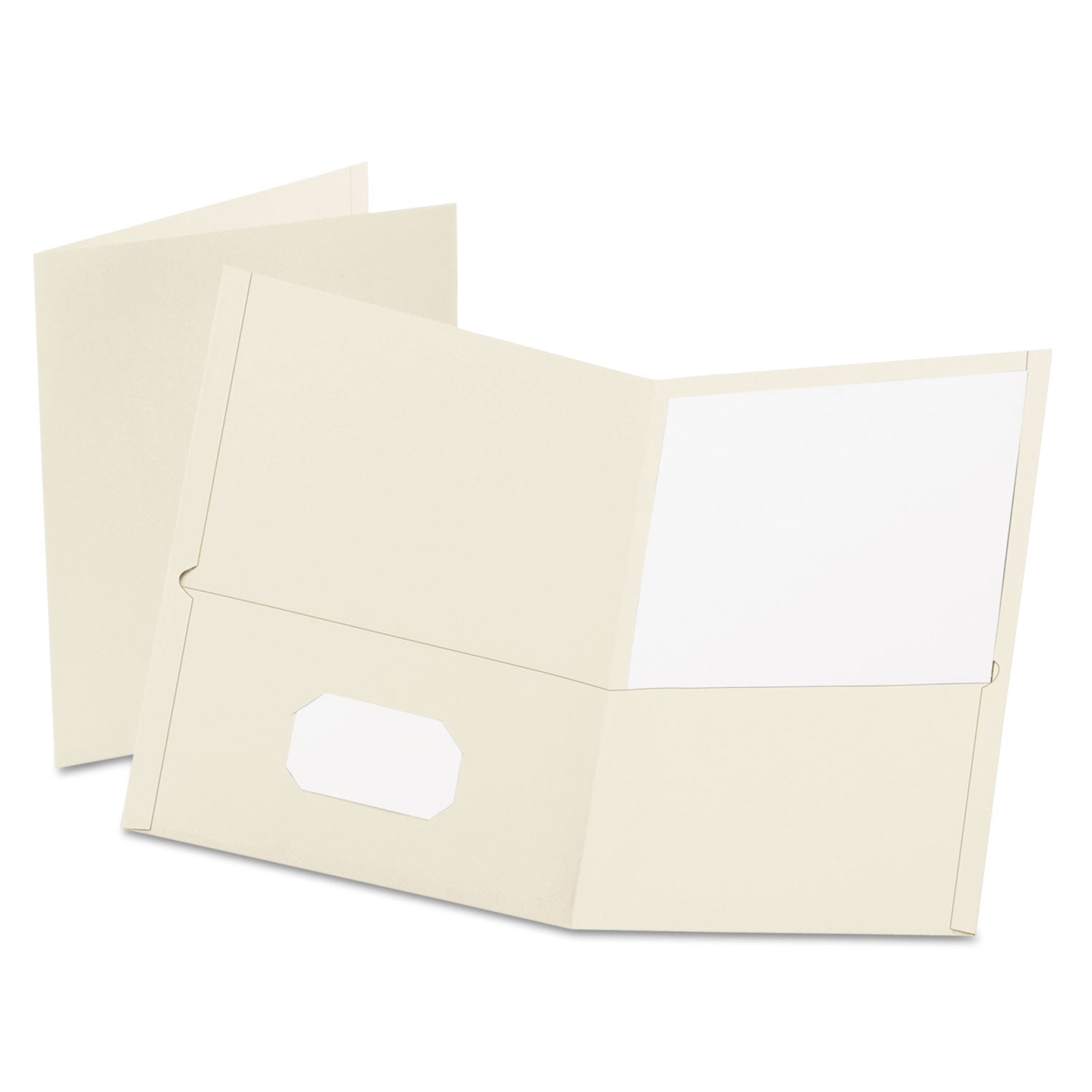 Twin-Pocket Folder, Embossed Leather Grain Paper, 0.5" Capacity, 11 x 8.5, White, 25/Box - 