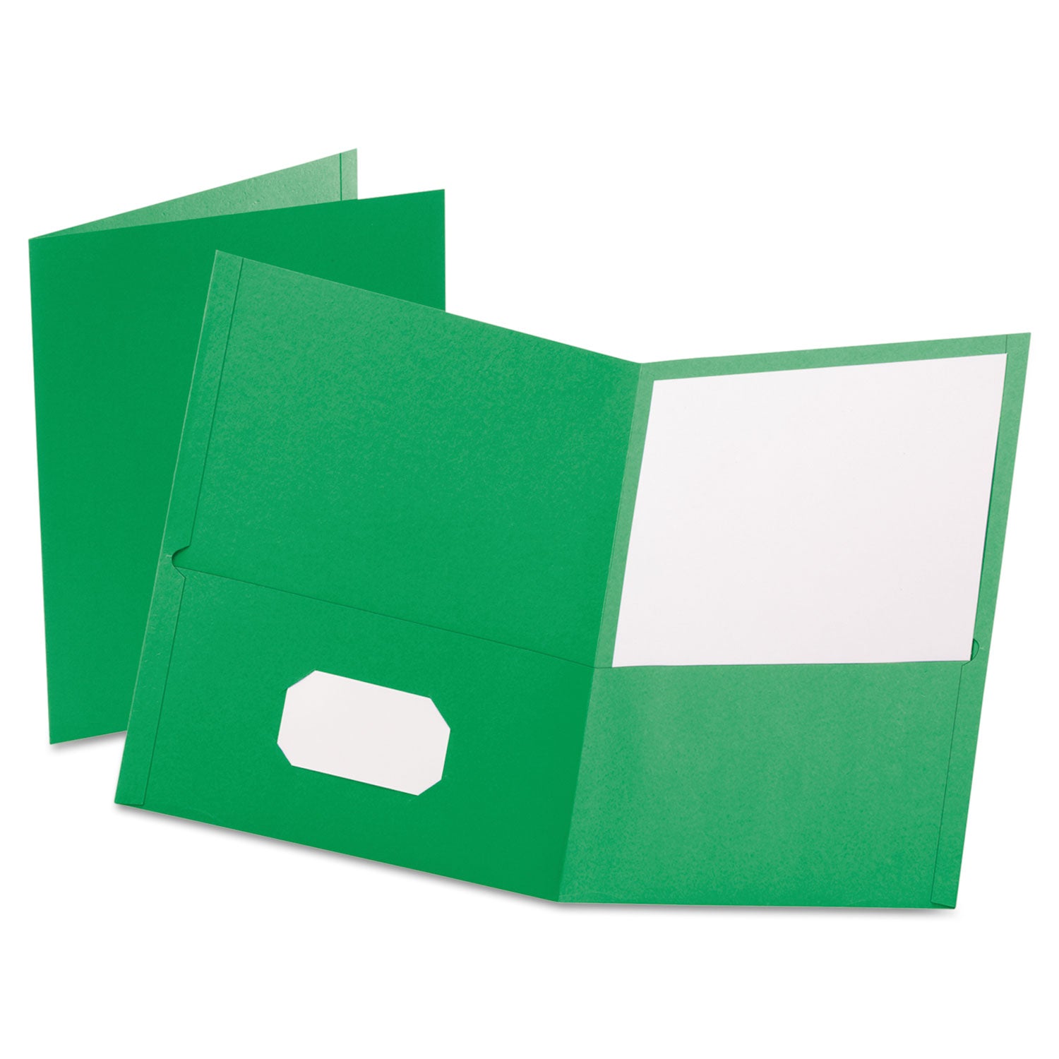 Twin-Pocket Folder, Embossed Leather Grain Paper, 0.5" Capacity, 11 x 8.5, Light Green, 25/Box - 