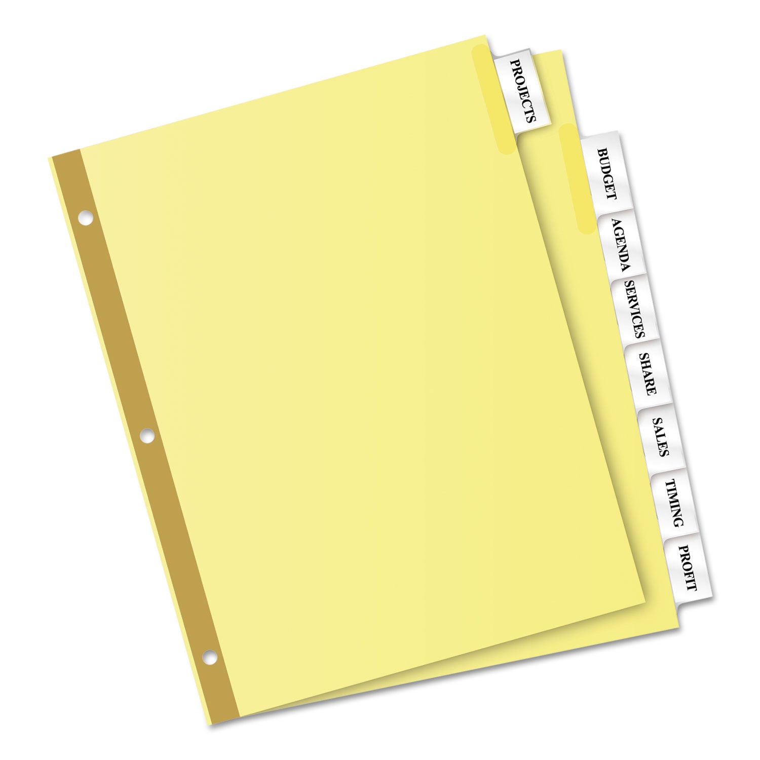 Insertable Big Tab Dividers, 8-Tab, Double-Sided Gold Edge Reinforcing, 11 x 8.5, Buff, Clear Tabs, 1 Set - 