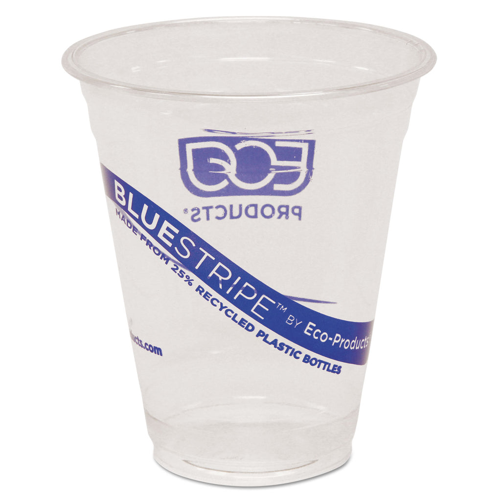 BlueStripe 25% Recycled Content Cold Cups, 12 oz, Clear/Blue, 50/Pack, 20 Packs/Carton - 