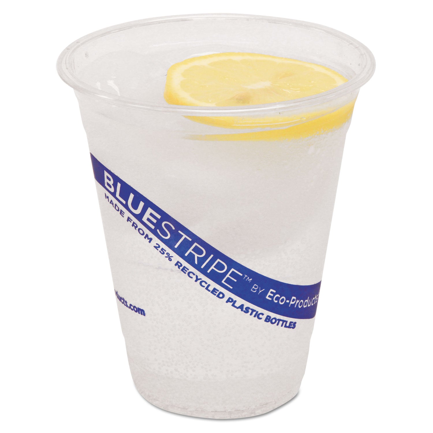 BlueStripe 25% Recycled Content Cold Cups, 12 oz, Clear/Blue, 50/Pack, 20 Packs/Carton - 