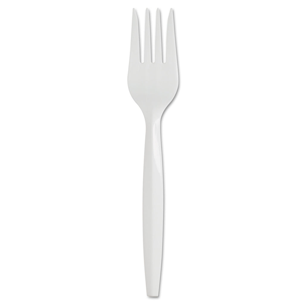 SmartStock Plastic Cutlery Refill, Fork, 5.8", Series-B Mediumweight, White, 40/Pack, 24 Packs/Carton