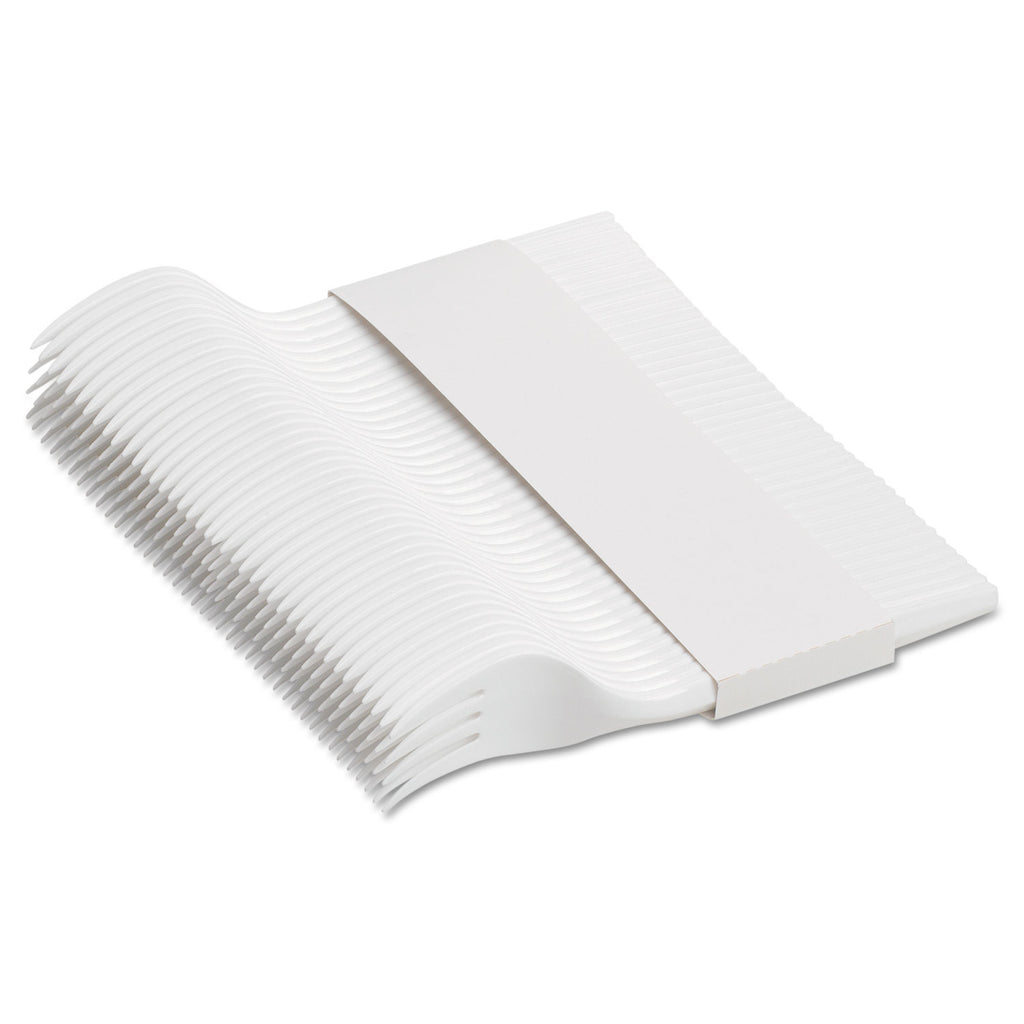 SmartStock Plastic Cutlery Refill, Fork, 5.8", Series-B Mediumweight, White, 40/Pack, 24 Packs/Carton