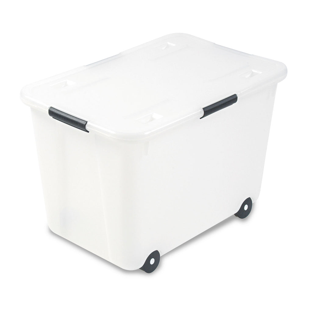 Rolling 15-Gal. Storage Box, Letter/Legal Files, 23.75" x 15.75" x 15.75", Clear - 