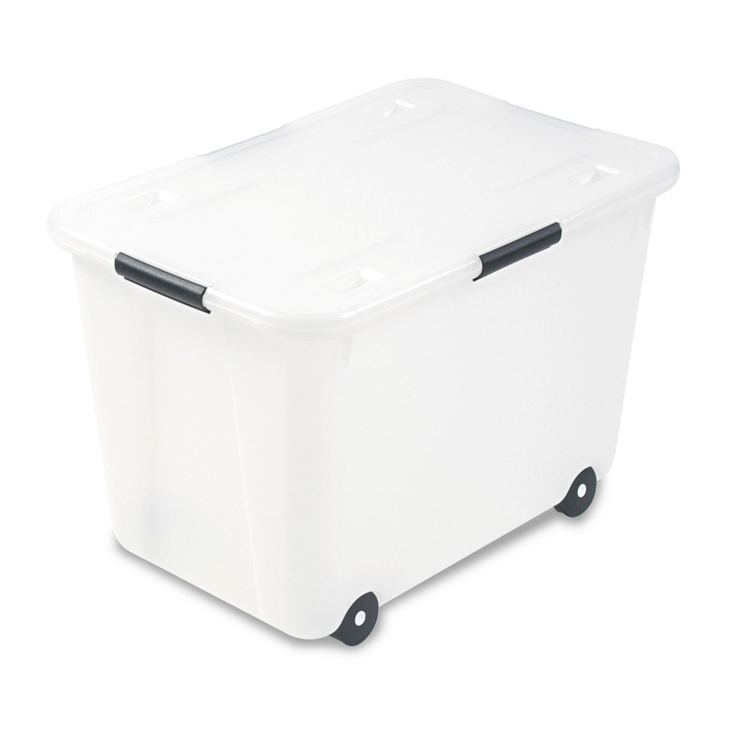 Rolling 15-Gal. Storage Box, Letter/Legal Files, 23.75" x 15.75" x 15.75", Clear - 
