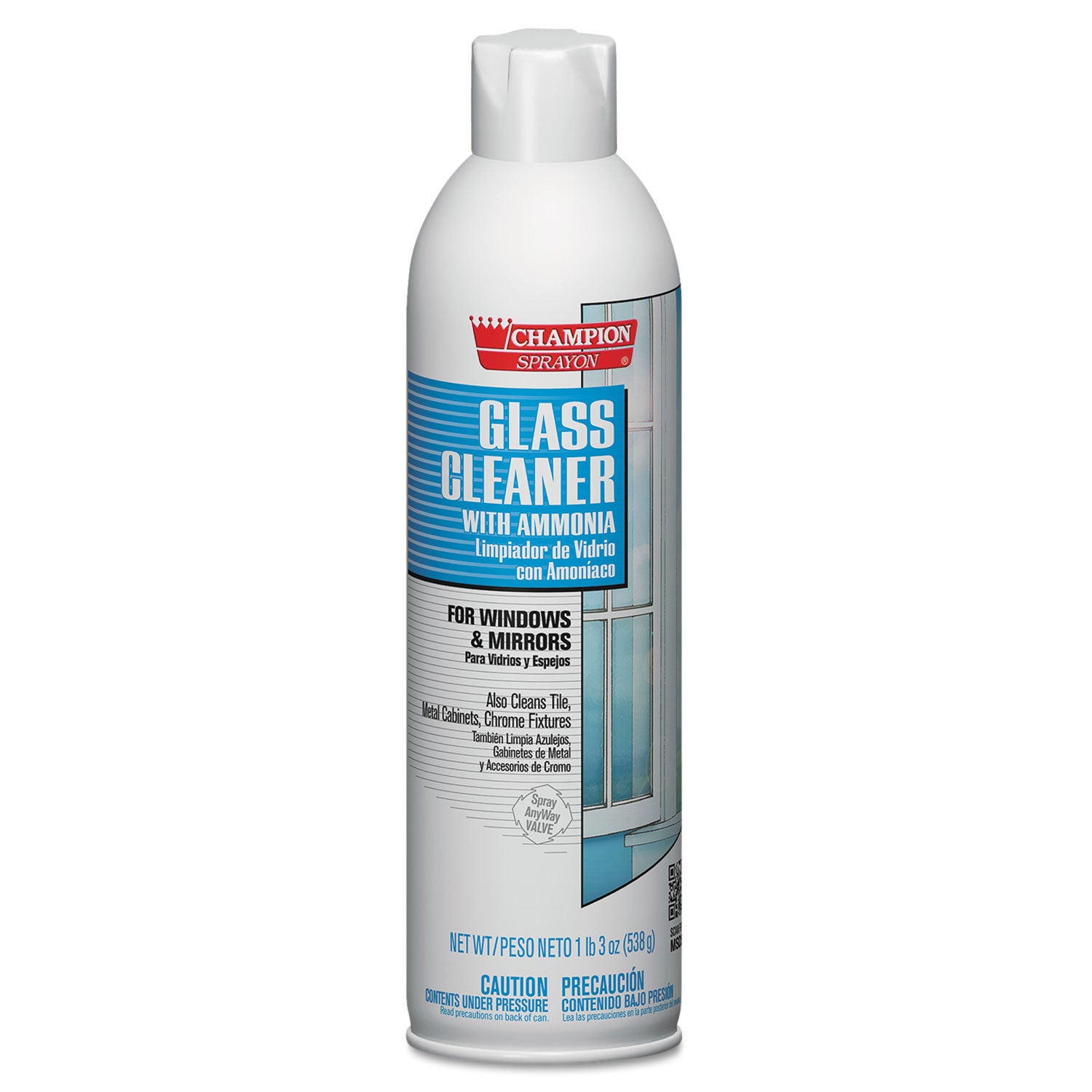 Champion Sprayon Glass Cleaner with Ammonia, 19 oz Aerosol Spray, 12/Carton - 2