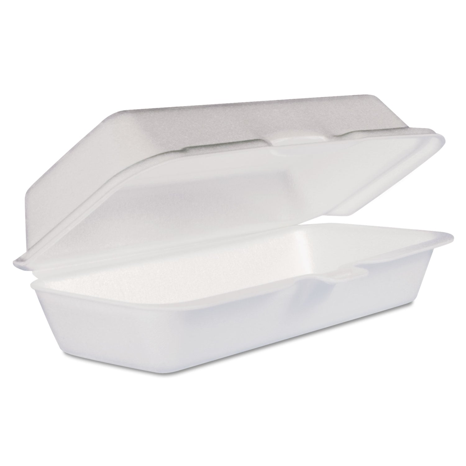 Foam Hinged Lid Container, Hot Dog Container, 3.8 x 7.1 x 2.3, White,125/Bag, 4 Bags/Carton - 