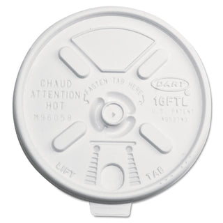 Lift n' Lock Plastic Hot Cup Lids, Fits 12 oz to 24 oz Cups, Translucent, 1,000/Carton - 