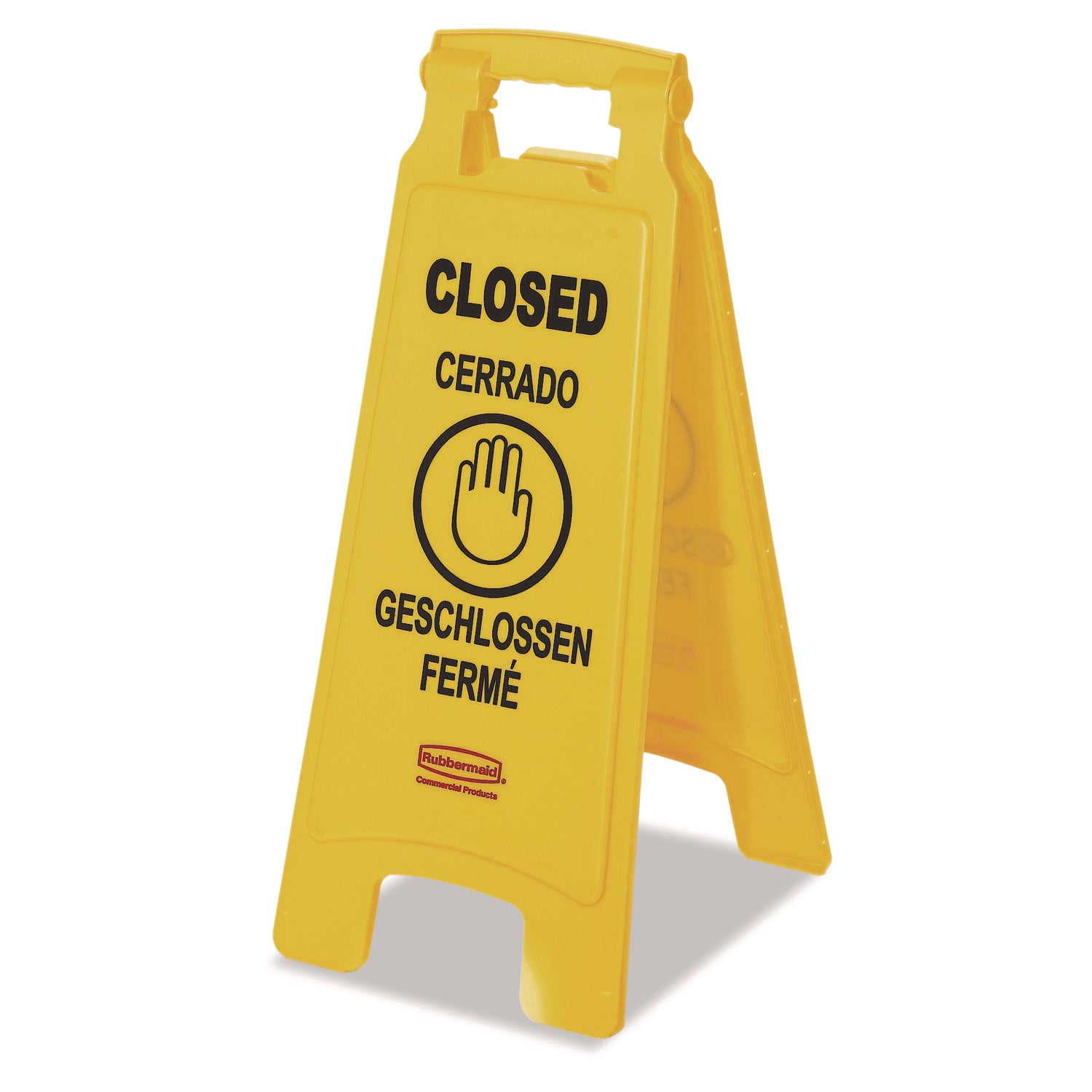 Rubbermaid Commercial 6112-78 Floor Sign with Multi-Lingual "Closed" Imprint, 2-Sided, Sold as 1 Each