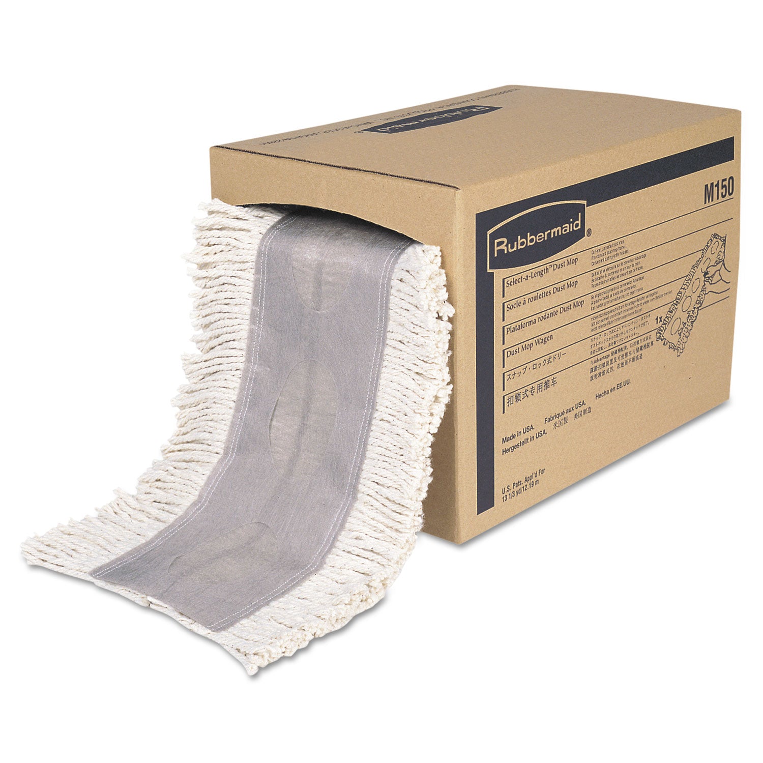 Cut To Length Dust Mops, Cotton, White, Cut-End, 5 x 40 Ft, 1 Box - 1