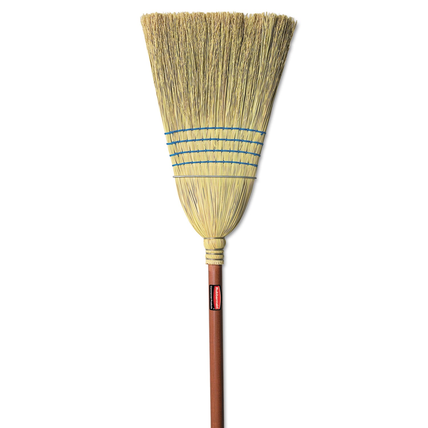 Corn-Fill Broom, Corn Fiber Bristles, 38" Overall Length, Blue - 