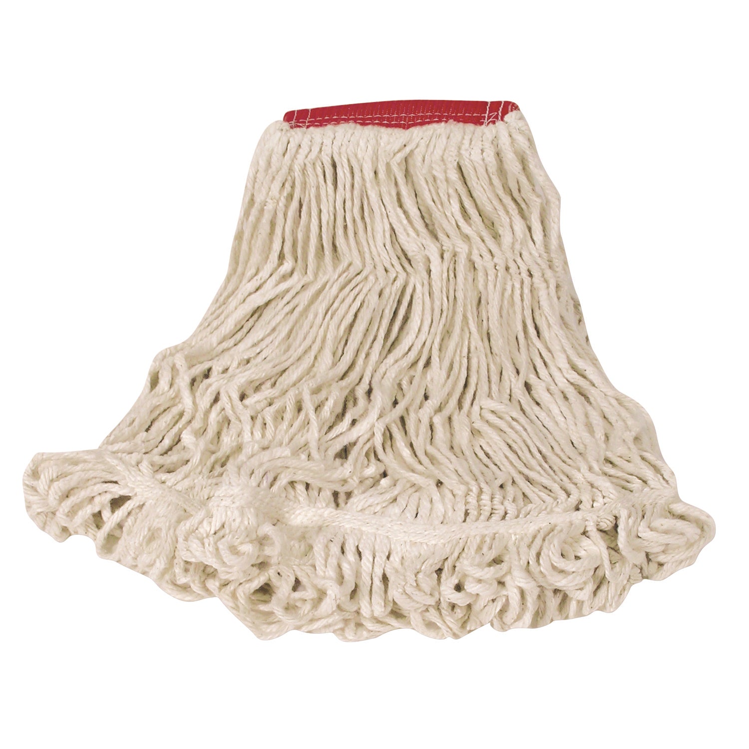 Super Stitch Looped-End Wet Mop Head, Cotton/Synthetic, Large Size, Red/White