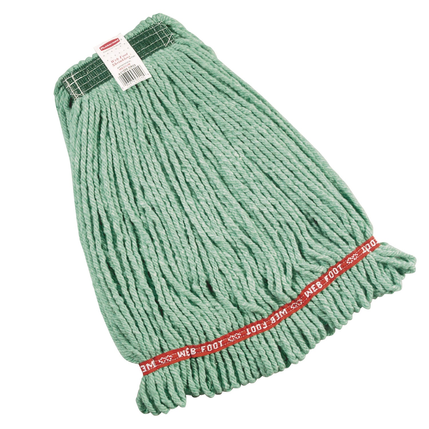Web Foot Wet Mop Heads, Shrinkless, Cotton/Synthetic, Green, Medium
